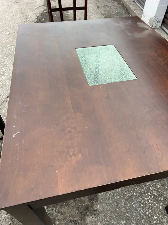 Free delivery used Dark Wood Dining Table Set with 4 Chairs - Photo 3