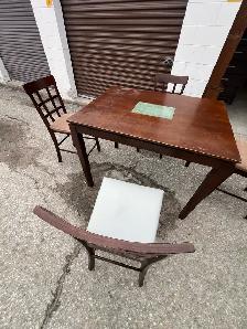 Free delivery used Dark Wood Dining Table Set with 4 Chairs - Photo 5