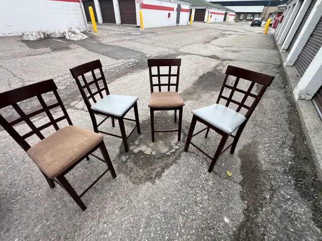 Free delivery used Dark Wood Dining Table Set with 4 Chairs - Photo 7