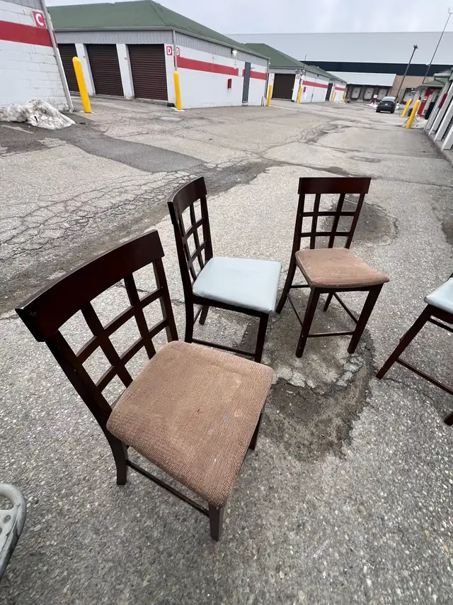 Free delivery used Dark Wood Dining Table Set with 4 Chairs - Photo 9