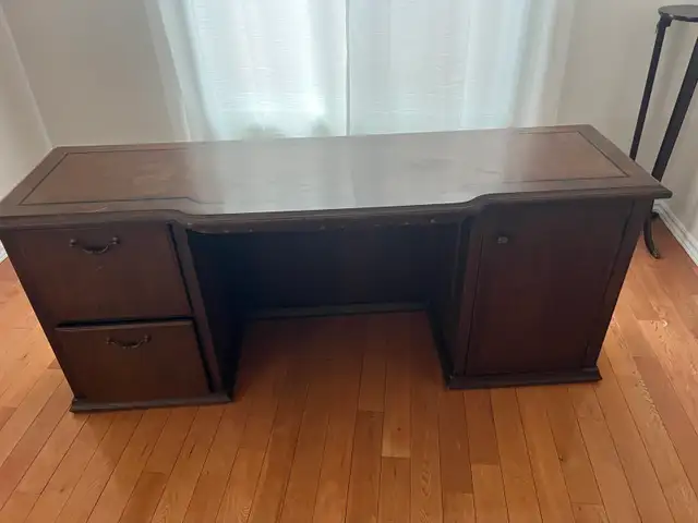 Free delivery used Dark Wood Executive Desk with Drawers