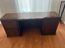 Free delivery used Dark Wood Executive Desk with Drawers - Photo 4