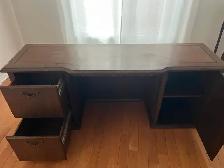 Free delivery used Dark Wood Executive Desk with Drawers - Photo 6