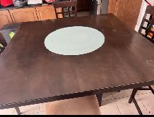 Free delivery used Dark Wood Counter Height Table with 4 Chairs - Photo 3