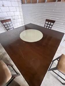 Free delivery used Dark Wood Counter Height Table with 4 Chairs - Photo 4