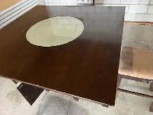 Free delivery used Dark Wood Counter Height Table with 4 Chairs - Photo 5