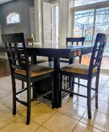 Free delivery used Dark Wood Counter Height Table with 4 Chairs - Photo 8