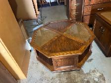 Free delivery used Octagonal  Coffee Table with Cane and Glass