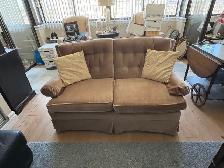 Free delivery used vintage Brown Loveseat Sofa with Tufted Back - Photo 2