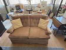 Free delivery used vintage Brown Loveseat Sofa with Tufted Back - Photo 4