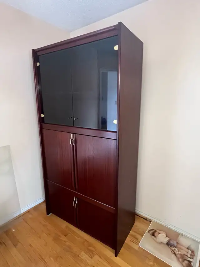 Free delivery used Wooden Display Cabinet with Glass Doors - Photo 2