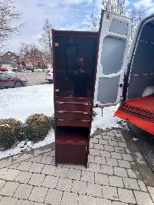 Free delivery used Wooden Display Cabinet , Glass Door, Drawers