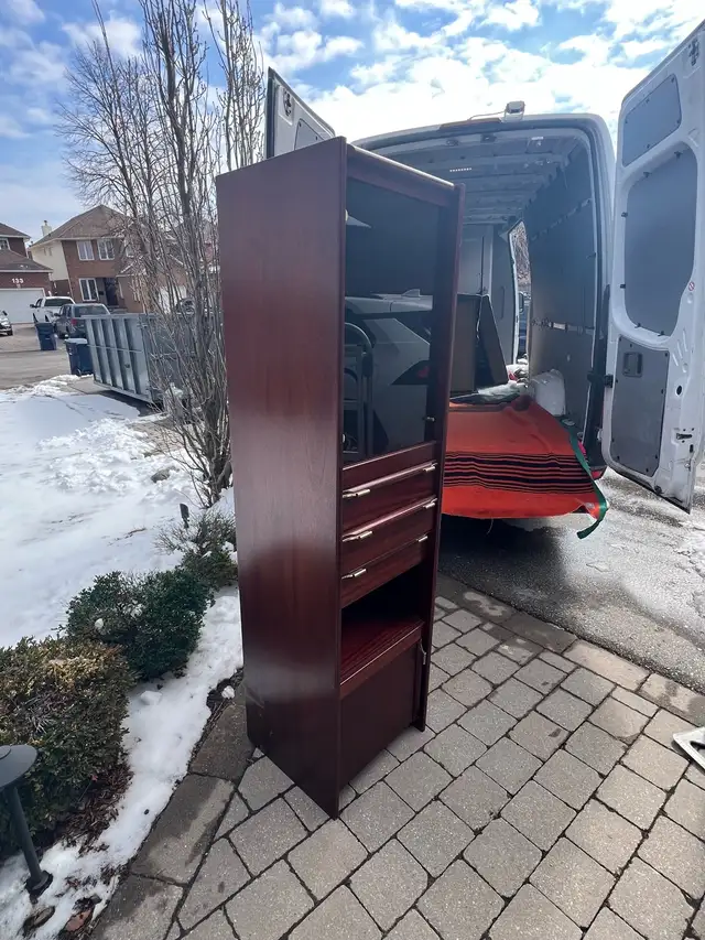 Free delivery used Wooden Display Cabinet , Glass Door, Drawers - Photo 4