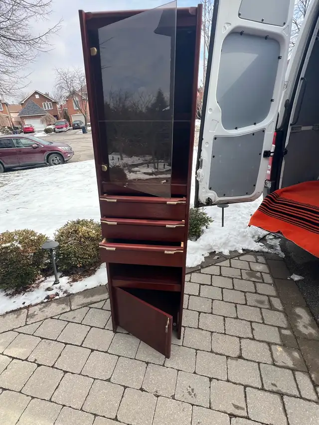 Free delivery used Wooden Display Cabinet , Glass Door, Drawers - Photo 6