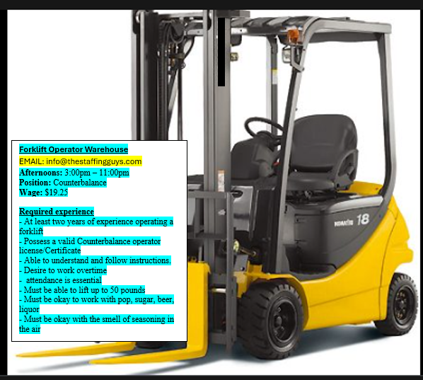 Forklift Operator Mississauga