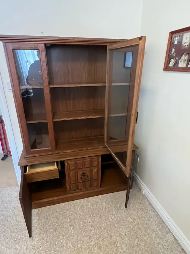 Free delivery used Wooden China Cabinet with Glass Doors - Photo 6