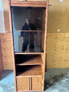 Free delivery used solid wood Vintage Glass Display Cabinet - Photo 6