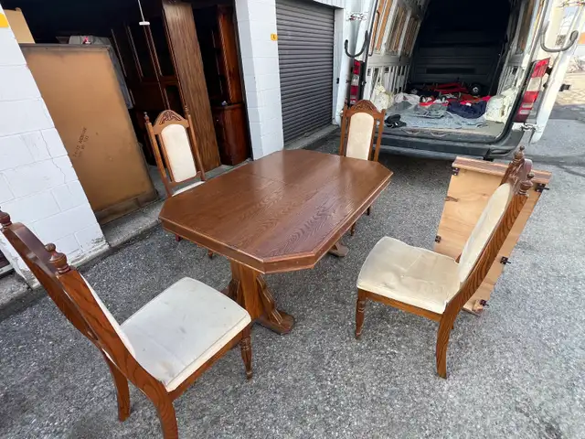 Free delivery used Wooden Dining Table with 4  Chairs - Photo 4
