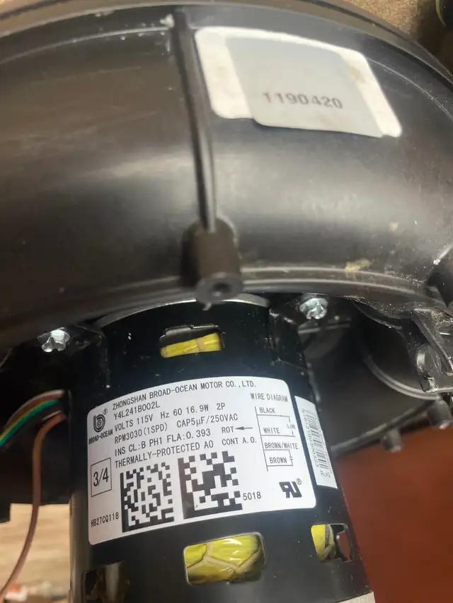 Furnace Draft Inducer 337938-785, HB27CQ118, Y4L241002L, 1 spd. - Photo 3