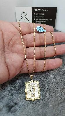 14k yellow gold chain & pendant # 378_17 - Photo 5