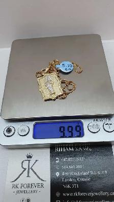 14k yellow gold chain & pendant # 378_17 - Photo 6