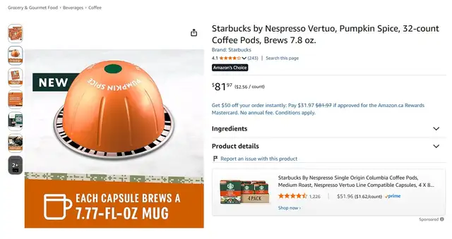 Brand New Nespresso Starbucks Pumpkin Spice For Sale - Photo 5