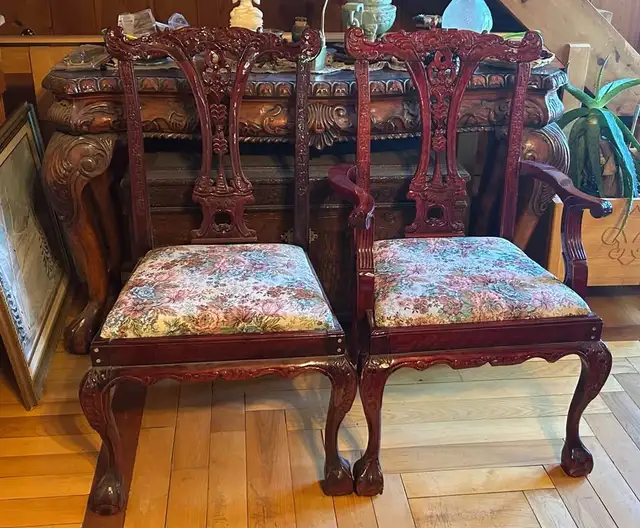 STUNNING& RARE 12 MAHOGANY CHAIRS(2WITH ARMS)CHIPPENDALE STYLE - Photo 5