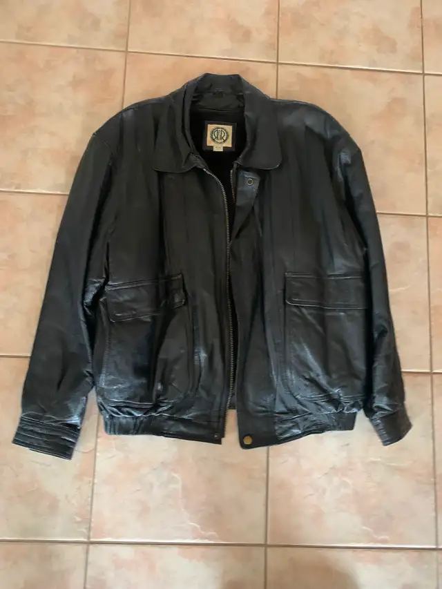 Manteau hiver cuir noir doublé