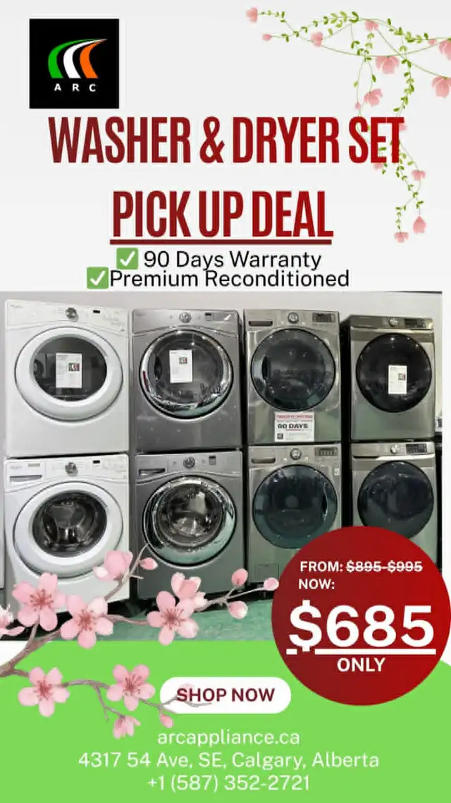 Reconditioned Washer & Dryer Spring Blowout Pick Up Deal $685