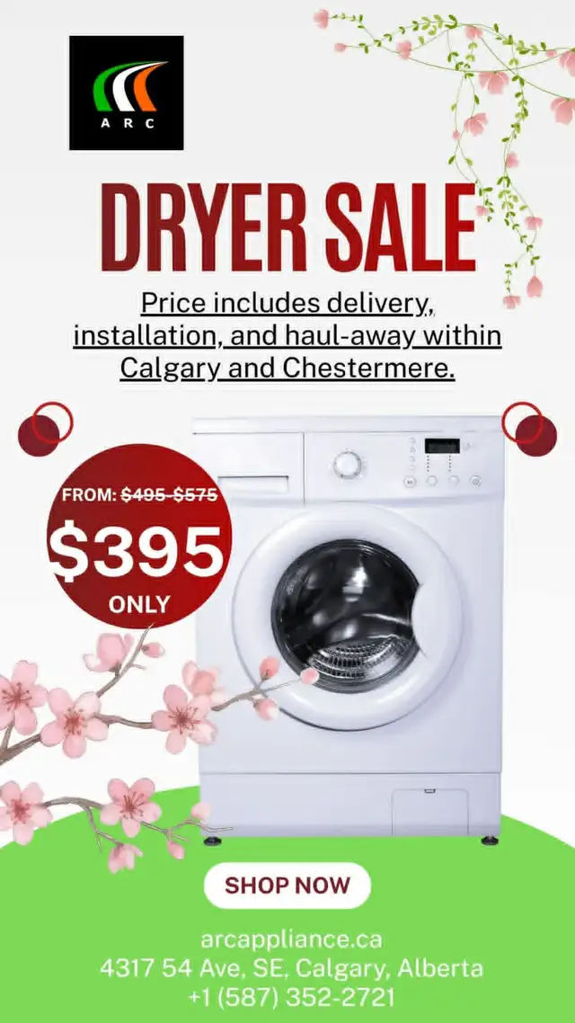 Reconditioned Dryer Massive Sale $395 Only   Free Delivery