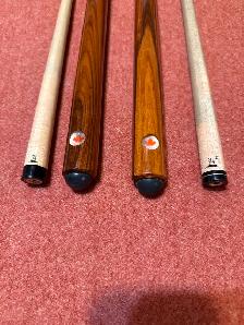 Dufferin pool cues with Predator 314 shafts.