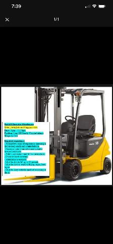 Reach Truck Operator $22.00 / hr