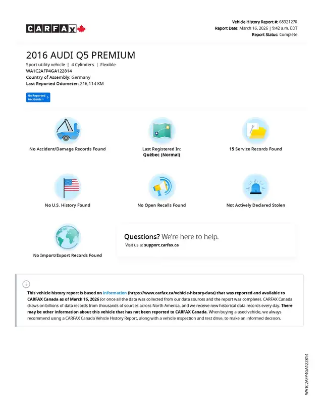 2016 Audi Q5 2.0T Komfort, No Accidents, 15 service records - Photo 2