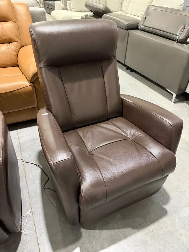 Palliser Brown leather swivel power recliner