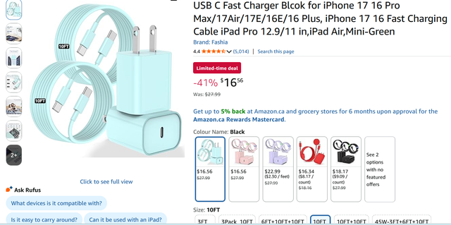 (New)USB C Charger for iPhone 17 16 15,10FT USB C Cable and USB - Photo 2