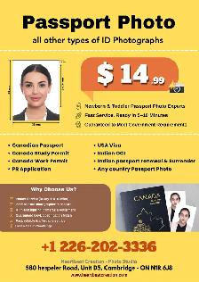 $14.99 Passport & Visa Photos Cambridge | Instant 5-Min Service