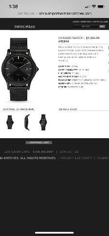 Men’s Black Emporia Armani Automatic 42 mm Watch. $350 - Photo 3