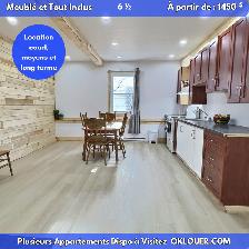 APPARTEMENT MEUBLÉ-TOUT INCLUS 4 CHAMBRES 6 1/2  -  CENTRE VILLE