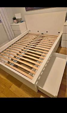 2 storage Ikea Malam made (Brand New) Bed Frame & Mattress for s