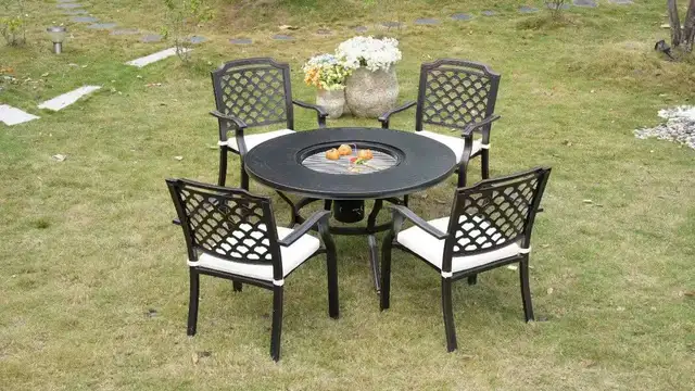 Brand New 5pcs Round Cast Aluminum Dining Set BBQ Table $1499