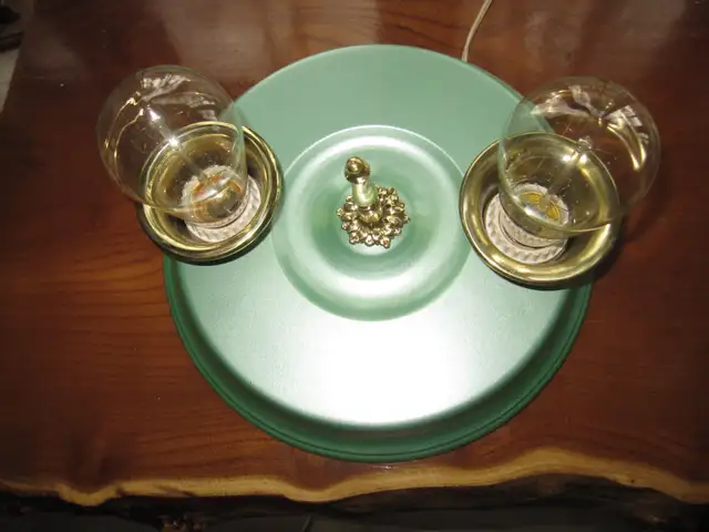 VINTAGE ANTIQUE FLUSH MOUNT CEILING TWIN LIGHT FIXTURE