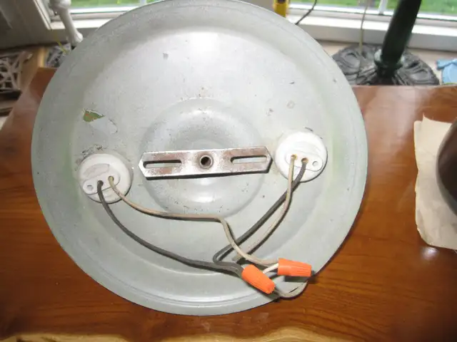 VINTAGE ANTIQUE FLUSH MOUNT CEILING TWIN LIGHT FIXTURE - Photo 3