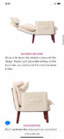 Cream fabric reclining arm chair $250.  Ottoman, 4 pillows - Photo 8