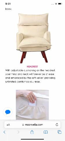 Cream fabric reclining arm chair $250.  Ottoman, 4 pillows - Photo 9