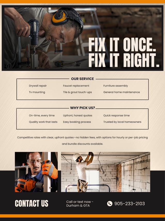 Expert Handyman – Durham & GTA - Starting $99