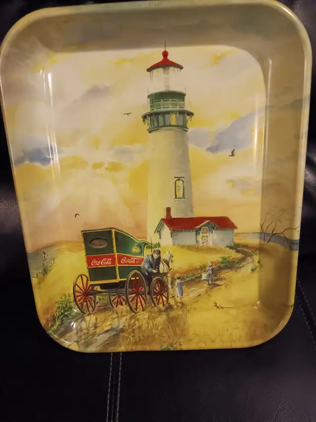 Coca Cola Coke Yaquina Head Lighthouse Tin Tray issued 2000.