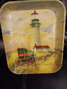 Coca Cola Coke Yaquina Head Lighthouse Tin Tray issued 2000.