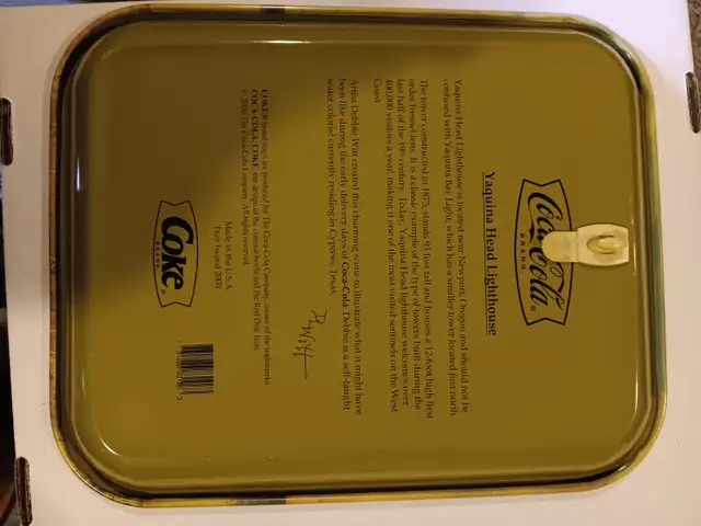 Coca Cola Coke Yaquina Head Lighthouse Tin Tray issued 2000. - Photo 2