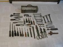 Vintage Metal Toolbox with 47 Vintage Hand Tools - Photo 2