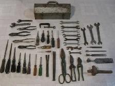 Vintage Metal Toolbox with 47 Vintage Hand Tools - Photo 3